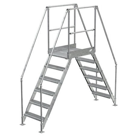 Vestil Cross-Over Ladder, Aluminum 6 Step 56 Wide 23 Top Step COL-AL-6-56-23